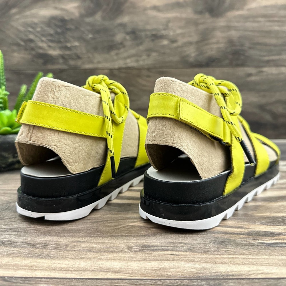 NIB Sorel Roaming Lace 8 Slingback Gladiator Flat Leather Sandals Lime Green - Picture 9 of 12